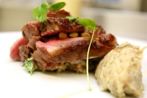 Tim Bouget's Cumin Crusted Rump Of Salt Marsh Lamb With Smoked Aubergine