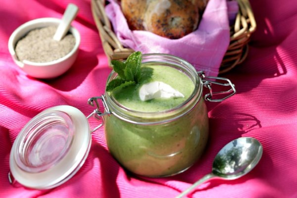 Pea Soup with Camembert & Fresh Mint