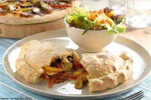 Slow Roasted Vegetable Calzone with Orange & Almond Salad