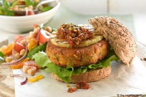 Sweet Potato Burger with Griddled Pineapple & Chilli Salsa