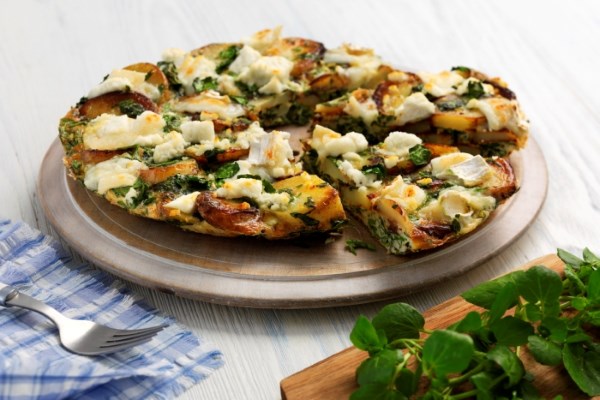 Watercress and Goats Cheese Frittata