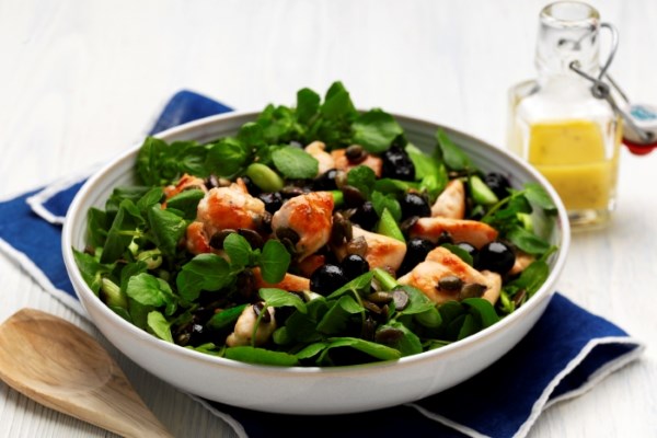 Warm Chicken and Blueberry Watercress Salad